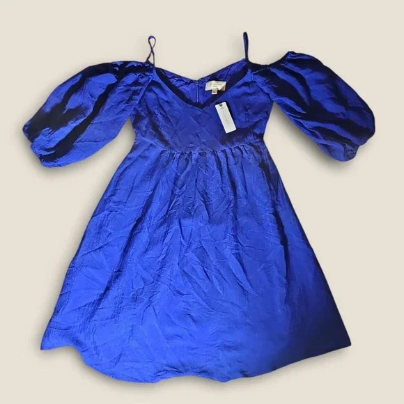 Anthropologie - NWT Women's Moulinette Soeurs Blue Puff Sleeve Dress Sz XS-M. - Picture 4 of 5